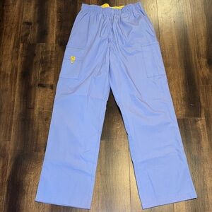 Women's Straight Leg Scrub Pants in Blue with Elastic Waist